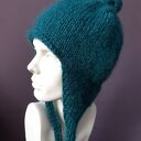 PILOTKA Z WĘZEŁKIEM butelkowa zieleń BALACLAVA CZAPKA Z NAUSZNIKAMI meher z wełną