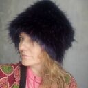 Czapka futrzana fioletowa duży obwód głowy