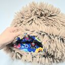 Czapka sztuczne futro kolor jasny brąz rękodzieło na podszewce pojedynczy egzemplarz