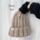 Czapka Nordic 100% wełna jasny beż