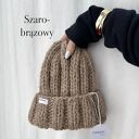Czapka Nordic 100% wełna szaro brązowy