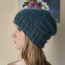 RĘCZNIE NA DRUTACH - Zimowe morze - miła, puchata czapka z merino, jedwabiem i moherem