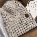 Gruba wełniana czapka oversize w kolorze tweed - wełna peruwiańska