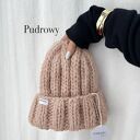 Czapka Nordic 100% wełna pudrowy