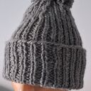 Szara czapka beanie handmade na drutach - wełna i alpaka