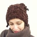 Czapka Gorzka Czekolada - ręcznie tkana z weluru