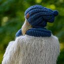 Czapka MERINO Smile “Ciemny niebieski” podszewka JEDWAB