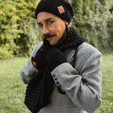 Męska czapka MERINO Neverland “Czarny” podszewka JEDWAB