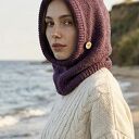Balaclava damska z alpaki i merynosa - kaptur-komin szyty na drutach