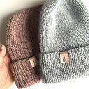 Ręcznie robiona wywijana czapka beanie AUREA - baby merino, moher i jedwab