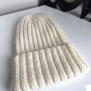 Ręcznie robiona czapka beanie MIRA 100% Merino plus moher i jedwab 01 Ecru