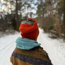 Ciepła, pomarańczowa czapka wełniana z podszewką - rozmiar uniwersalny