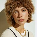 Czapka sztuczne futro kolor jasny brąz rękodzieło na podszewce pojedynczy egzemplarz