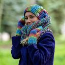 Czapka MERINO 50% nieugniatająca włosów “Tęcza Błękit” THIS IS IT