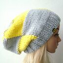 czapka w kratę szaro - żółtą unisex