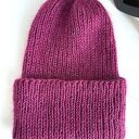 Ręcznie robiona czapka beanie Aurea z baby merino, moherem i jedwabiem - wrzos
