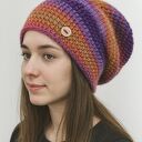 Kolorowa gruba czapka zimowa smerf ręcznie robiona