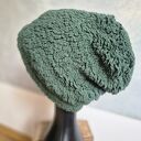 Ciepla futrzana baranek bardzo miła na podszewce, ciemna zieleń, czapka dla artystki