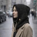 Balaclava kominiarka kaptur czapka 100% alpaka ręczna robota antracyt