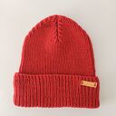 Czerwona czapka beanie z wełny merino ręcznie robiona
