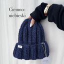 Czapka Nordic 100% wełna ciemnoniebieski