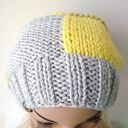 czapka w kratę szaro -żółtą unisex