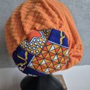 Pomarańczowa czapka na podszewce - handmade, rozmiar uniwersalny