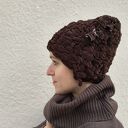 Czapka Gorzka Czekolada - ręcznie tkana z weluru