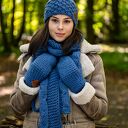 Czapka MERINO Hope “Ciemny niebieski” podszewka JEDWAB