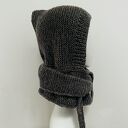 Balaclava-kominiarka z szalikiem - brąz i szarość, ręcznie na drutach