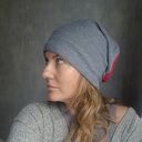 Czapka szaro - czerwona Smerfetka podszewce rozmiar uniwersalny rozciągliwa świetna