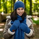 Czapka MERINO Hope “Ciemny niebieski” podszewka JEDWAB