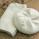 Czapka i Komin - ecru, 100% alpaki, ciepły komplet na zimę