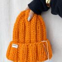 Gruba wełniana czapka beanie pomarańczowa 100% wełna handmade