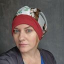 Czapka smerfetka - rozmiar uniwersalny, wiosenna, ręcznie farbowana na podszewce