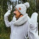 Męska czapka MERINO Euforia “Wybielony szary”