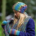 Czapka MERINO 50% nieugniatająca włosów “Tęcza Błękit” THIS IS IT