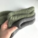 Ręcznie robiona czapka beanie AUREA 100% Baby Merino plus moher i jedwab 38/18 Oliwka