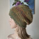 RĘCZNIE NA DRUTACH - Z oliwką - miła, puchata, ciepła czapka