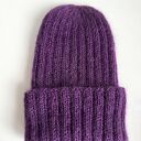 Ręcznie robiona Czapka wywijana MARGARET 100% Alpaka nitka moher i jedwab 4400/16 Ciemnofioletowy