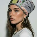 Czapka damska Smerfetka patchworkowa, na podszewce dobra na codzienne noszenie