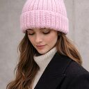 Czapka Lily maxi 100% wełna (kolor - pastelowy róż) dostępne