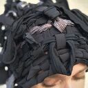 Czapka Meduza wytkana ręcznie na krośnie, artystyczne nakrycie głowy