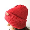 Cerwona czapka z wełny alpaki podwójna ręcznie robiona