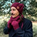 Męska czapka MERINO Smile “Bordo” podszewka JEDWAB