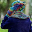 Czapka MERINO 50% nieugniatająca włosów “Tęcza Błękit” THIS IS IT