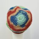 Kolorowa czapka przejściowa S/M - lekka czapka bawełniana handmade