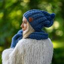 Czapka MERINO Smile “Ciemny niebieski” podszewka JEDWAB