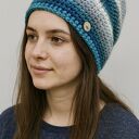 Kolorowa gruba czapka zimowa smerf ręcznie robiona