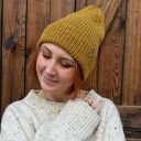 Musztardowa beanie 100% merino